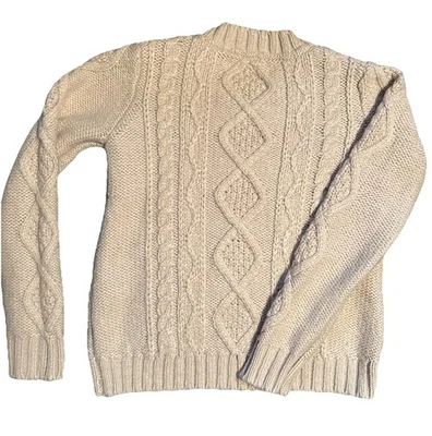 Suéter Grueso Gymboree Niños Talla XL 14 Tejido con Cable Beige Neutro Cottage Core Foto 1 de 4