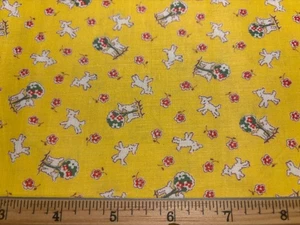 Antique Vintage Cotton Fabric 1940s Mary had a Little Lamb Novelty 35w 1/2yd - Picture 1 of 3