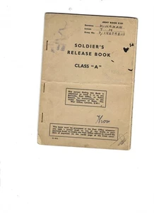 Soldier`s Release Book Class "A" Driver T.M Kinaham T/19079848 1949 - Picture 1 of 2