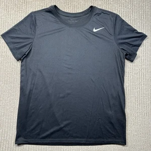 Nike T-Shirt Mens Medium Black Dri-Fit Crew Neck Wicking Fitness Polyester - Picture 1 of 7