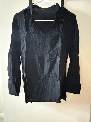 Gap Maternity Black Long Sleeve Shirt With Open V-Neck and Chest Detail -XS - Image 1 of 3