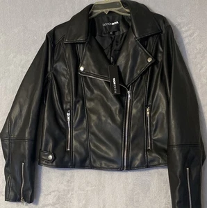 NOVA MOTORCYCLE JACKET BLACK BUCKLE BELT CORSET LINED-EX-LG - Picture 1 of 11
