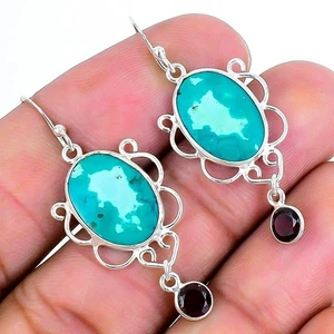 Natural Tibetan Turquoise Solid Sterling Silver Dangle Drop New Earrings Jewelry - Picture 1 of 7