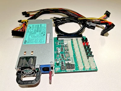 All-In-One GPU Mining Rig Power Supply Kit - ZSX Breakout Board + HP 1200W PSU - Image 1 of 4
