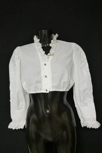 Gr.44 Dirndlbluse weiß Bluse für Dirndl Straßer Baumwolle mit Spitze B11213 - Bild 1 von 4