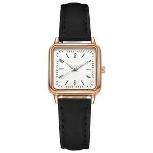 Ladies Womens Square Leather Strap Watch Arabic Dial Quartz Ladies Wristwatches - Picture 1 of 12