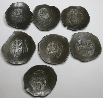 Imperio Bizantino Aspron Traquia Lote 7x Bronce Escifato Cristo Constantinopla #S2 Foto 1 de 4