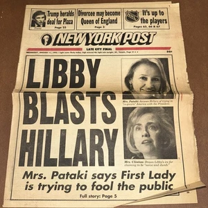 New York Post -January 1995 - Libby Blasts Hillary - Trump - One Page - Picture 1 of 4