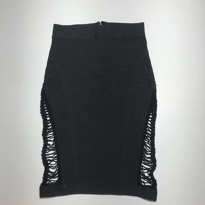 Wow Couture Falda Vendaje Mujer M Enjaulada Corte Lateral Negra Elegante Noche Fiesta Foto 1 de 4