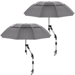 2 Stück Großer Doppel Baldachin Strandkorb Sonnenschirm mit Klemme Verstellbar Klappbar... - Bild 1 von 7