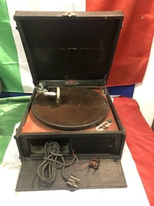 VALIGIA GRAMMOFONO 78 GIRI ELETTRICO 110 Volt PATHÈ DIAMOND ANNI 20 NON TESTATO - Picture 1 of 9