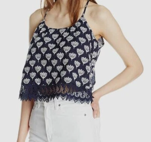 $95 BB Dakota Women Blue Sleeveless Halter Cropped Casual Cami Tank Top Size XS - Picture 1 of 2