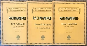RACHMANINOFF "PIANO CONCERTOS #1-3" ARRANGED FOR 2 PIANOS SCHIRMER PBS VG - Picture 1 of 1
