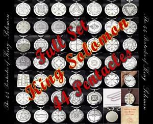 SET 44 Solomon Pendants Necklace of Steel.SOLOMON Pentacle Amulet Seal & Spell - Picture 1 of 12