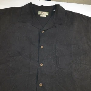 PUSSER'S ISLAND RESERVE 100% SILK HAWAII ALOHA TROPICAL SHIRT Mens L black - Picture 1 of 4