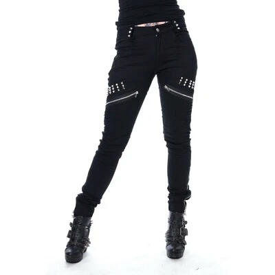 Vixxsin Riley Rocker Punk Metallo Rockabilly Gotico Ladies Nero Pants P-Riley-B - Immagine 1 di 3