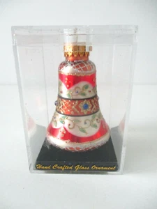 Blown Glass Bell Christmas Tree Ornament Rhinestones New - Picture 1 of 4