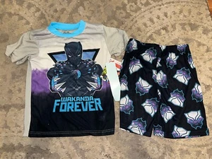 NWT Marvel Black Panther Boys X Small 4 5 Pajamas Short Set Sleep Avengers XS - Picture 1 of 10