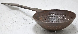 Antique Iron Kitchenware Frying Spoon Original Old Hand Crafted Engraved - Picture 1 of 8