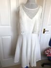 GLAMOUR by Gabriella Skye Ivory Fit & Flare Lace Top Occasion Dress US 12 Uk 14