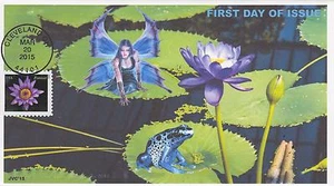 JVC CACHETS-2015 WATER LILIES ISSUE FIRST DAY COVER FDC FROGS FAIRIES TOPICAL #3 - Picture 1 of 1