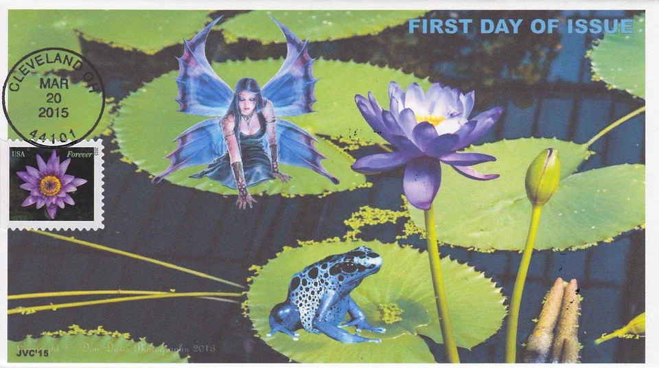 JVC CACHETS-2015 WATER LILIES ISSUE FIRST DAY COVER FDC FROGS FAIRIES TOPICAL #3 - Image 1 of 1