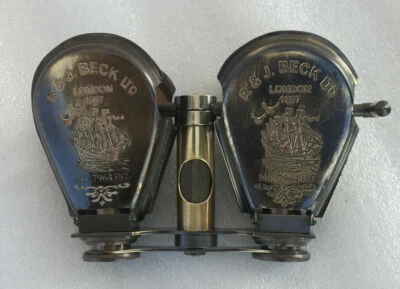 Jumelles Pliantes Télescope Nautique En Laiton Antique Vintage Monoculaire - Photo 1/4