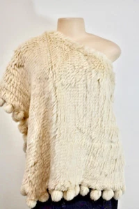 XOXO Ivory 100% Natural Rabbit Fur Bollero/Shawl One Size On Sale - Picture 1 of 10