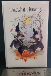 Sobre de tarjeta de colección American Greetings Halloween bruja caldero ratones años 80 90 RARO - Imagen 1 de 7