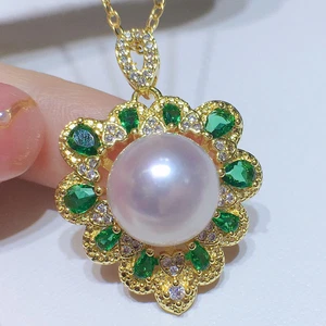South sea White Pearl 10-11mm Pendant 18k filled Gold Necklace Pendant - Picture 1 of 8