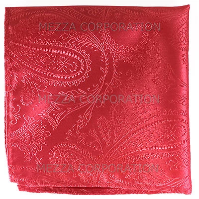 New Men's Polyester Woven pocket square hankie only coral paisley wedding formal - Image 1 of 2