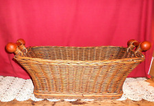 1 VINTAGE  WOVEN BASKET w  WOOD HANDLES!    VERY GOOD  COND!     BUY IT NOW!