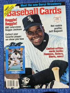 AUG1991 MLB BASEBALL CARDS MAGAZINE FRANK THOMAS MINT (all cards attached) 