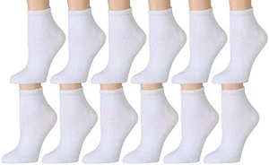 12 PK Yacht & Smith Kids Cotton Quarter Ankle Socks White 4-6 - Boys Ankle Sock - Picture 1 of 2