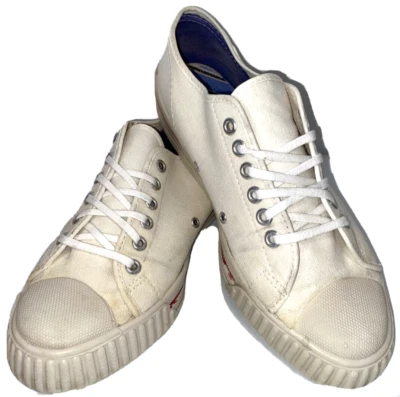 Vintage Kmart Shoes Fish Heads White Canvas 1960's Mens Size 7 Sneaker RARE USA - Image 1 of 4