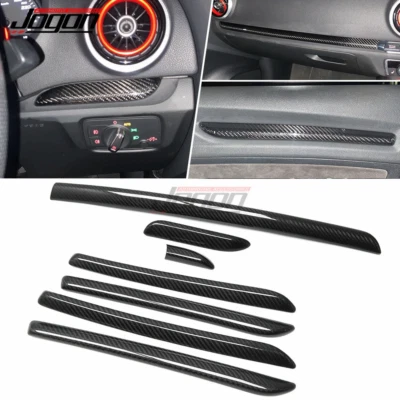 Carbon Console Dashboard Panels + Door Handle Trim For Audi A3 S3 RS3 8V 2014-18 - Image 1 of 4