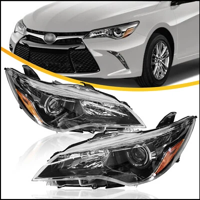 Black Headlights Headlamp For 2015 2016 2017 Toyota Camry LE SE XLE XSE PAIR - Image 1 of 4