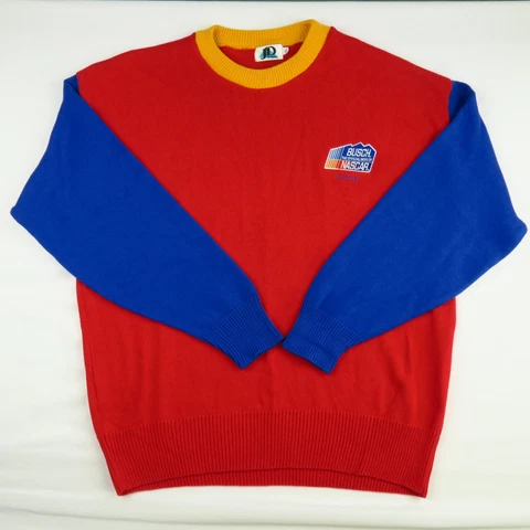 VTG NASCAR JD Designs Mens Colorblock Busch Official Sweater Sz XL Made USA Cover