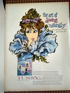 1960 Tussy Feuchtigkeitscreme und Lotion Vintage Druckanzeige ca. 10,25" x 13,5" - Bild 1 von 1