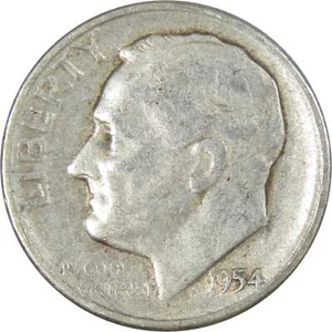 1954 S Roosevelt Dime AG About Good 90% Silver 10c US Coin Collectible - Picture 1 of 2