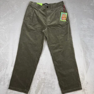 Houston White Wide-Leg Trouser Pants Mens 36x30 Green Pleated NEW - Picture 1 of 7