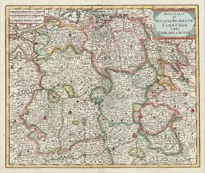 Map "Nuova Carta del Ducato di Brabante, Limborgo.." (Belgium) Tirion, 1740. - Picture 1 of 6