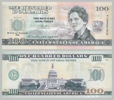 USA 100 Dollar Souvenirschein Novelty Note - Kansas - Amelia Earhart