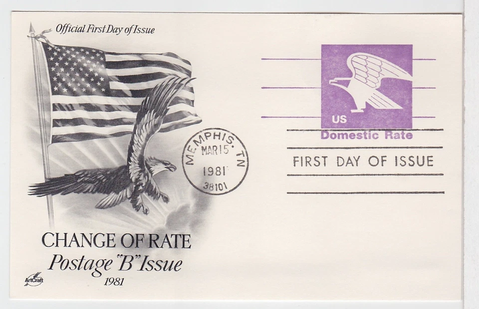 TurtlesTradingPost- American Eagle B Rate Card- 1981- FDC #UX88- Artcraft - Image 1 of 1