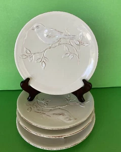 Maxcera Cera Blanca Bird 8 1/4" Round Plates New with Tags Lovely Set of 4 - Picture 1 of 9