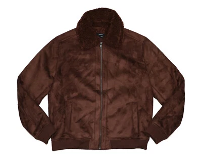 Alfani Faux Suede Fleece Lined Solid Men's Bomber Jacket L NWT Sable - Image 1 of 4
