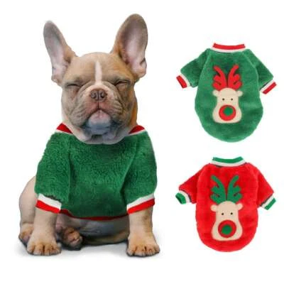 Navidad Ropa para Perros Suave Vellón Perro Chaqueta Mascota Abrigo Suéter Cachorro Disfraz Foto 1 de 4