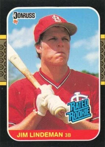 1987 Donruss Baseball Rated Rookie Jim Lindeman St. Louis Cardinals #37 - Picture 1 of 2
