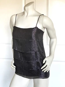 TOP SIN MANGAS NILI LOTAN SEDA METALIZADA PLATA CAPAS TALLA: S - Imagen 1 de 8