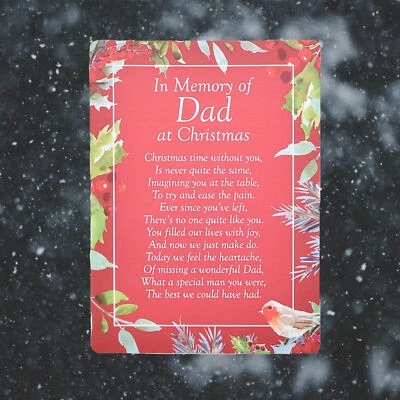 In Memory of Dad at Christmas Graveside Waterproof Memorial Card, Grave Tribute - Image 1 of 4